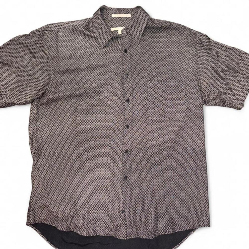 Vintage 100 Silk Perry Ellis Geometric Button Up